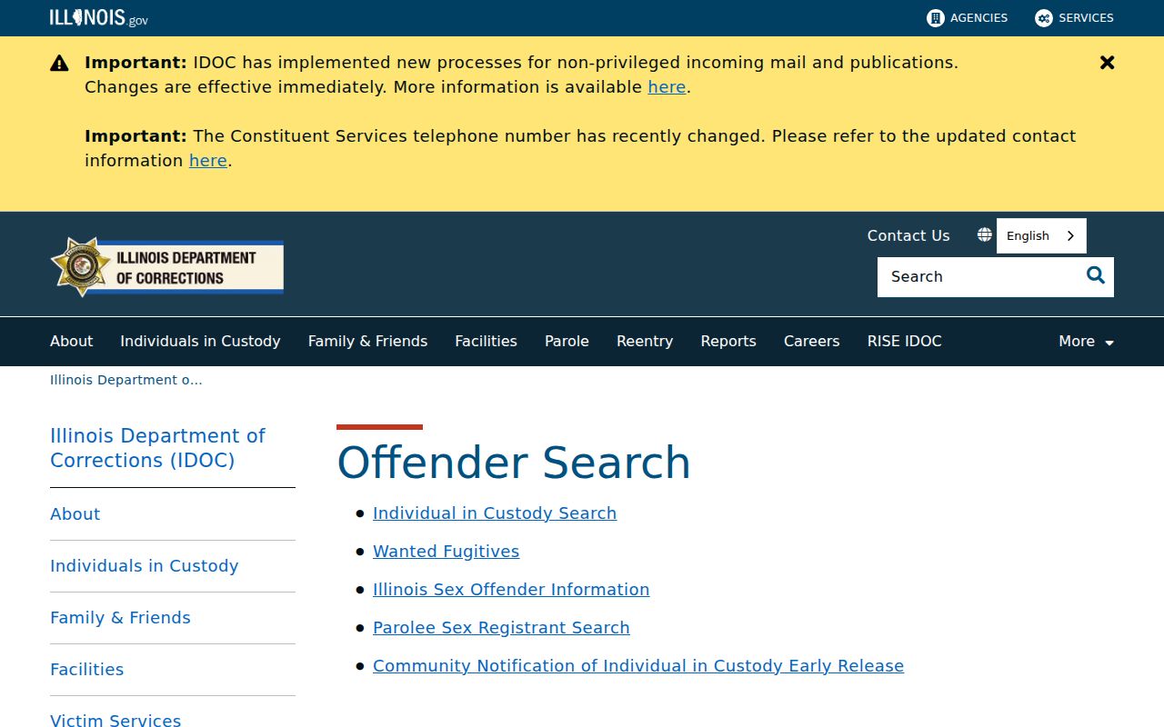 Cook County criminal history IDOC offender search