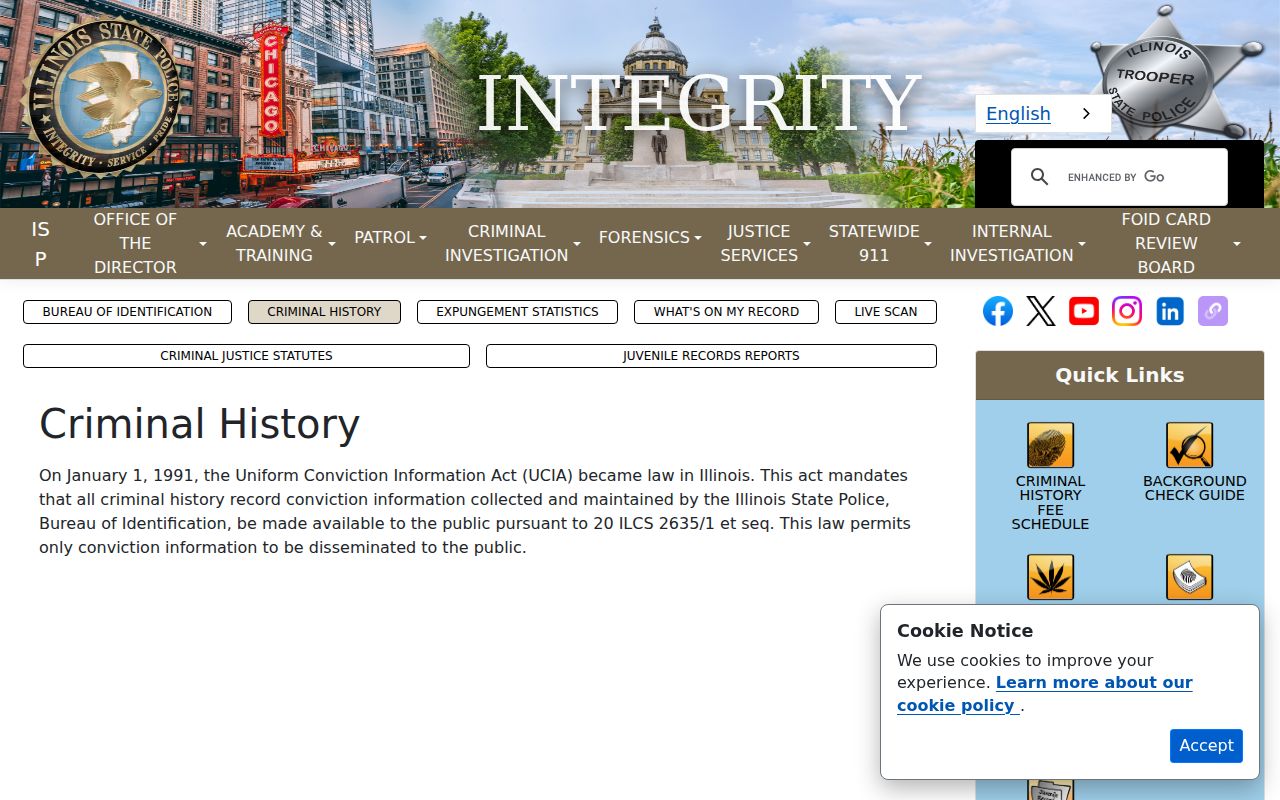 Cook County criminal history Illinois conviction information