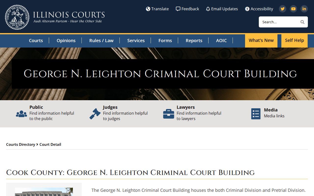Cook County criminal court records at Leighton building